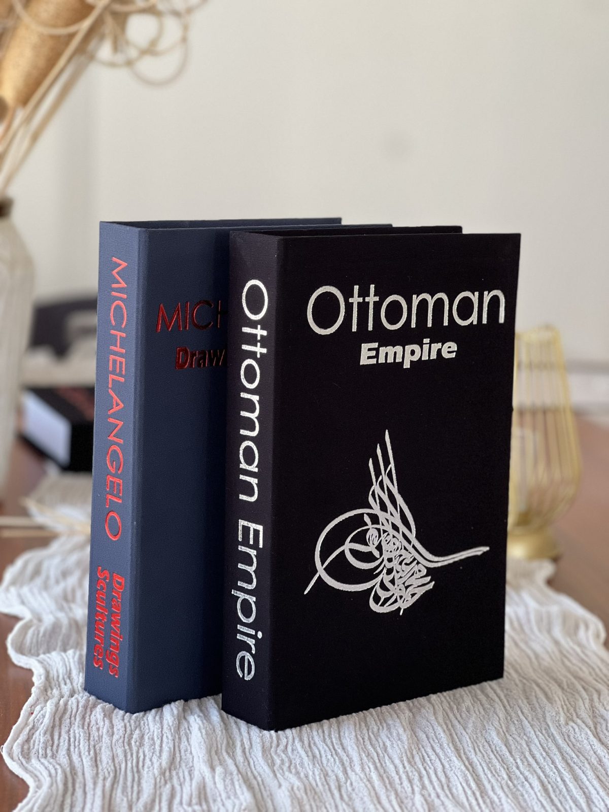 Kumaş Dekoratif Kitap Kutusu Seti 2'li - DAL & OTTMN - Gizli Saklama Kutusu - Kitap Görünümlü Dekor